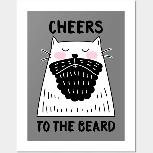 Cheers to the Beard - Cat Wall Art by HappyCatPrints